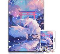 Rompecabezas de 1000 Piezas para Adolescentes, Zorro Blanco en jardín japonés, Juego de desafío único, Corte de precisión, Juguete Educativo, tamaño 38x26cm