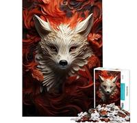 Rompecabezas de 1000 Piezas para Adolescentes Zorro Blanco Entre Flores Rojas Actividades Divertidas para Hacer en casa Regalo de cumpleaños Juegos educativos para Mayores de 14 años Juego Incluido