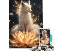 Rompecabezas de 1000 Piezas para Adolescentes Zorro Blanco sobre Loto Juguetes educativos para Aprender Juegos relajantes Actividades Familiares Regalos para Mujeres y Hombres (tamaño 38x52cm)