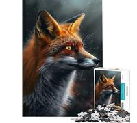 Rompecabezas de 1000 Piezas para Adolescentes Zorro con Ojos Amarillos Un Reto difícil de completar Juguetes de Bricolaje para Mayores de 14 años 38x26cm