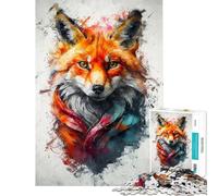 Rompecabezas de 1000 Piezas para Adolescentes Zorro Curioso y Colorido Rompecabezas para Adultos Juguete Decorativo para Pared Juego desafiante Regalos (Tamaño 38x26cm)