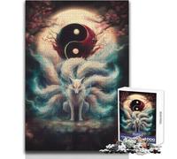 Rompecabezas de 1000 Piezas para Adolescentes, Zorro de Nueve Colas, Yin Yang, Ideal para un pasatiempo Tranquilo en Interiores, Juguete de Corte de precisión Superior, tamaño 38x26cm