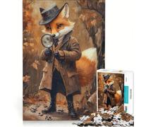 Rompecabezas de 1000 Piezas para Adolescentes Zorro Detective, Juego Educativo, entretenido para Reducir el estrés, cumpleaños 38x52cm