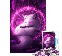 Rompecabezas de 1000 Piezas para Adolescentes Zorro en atrapasueños - Rompecabezas Familiar Juegos decoración del hogar interacción Entre Padres e Hijos (Tamaño 38x52cm)