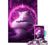 Rompecabezas de 1000 Piezas para Adolescentes Zorro en atrapasueños - Rompecabezas para Adultos Juego práctico para aliviar el estrés cumpleaños (Tamaño 38x26cm)