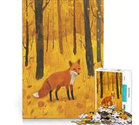Rompecabezas de 1000 Piezas para Adolescentes Zorro en un Bosque otoñal, decoración de Pared, Ideal para Pasar el Tiempo en casa Durante Las Vacaciones, para Fortalecer el Amor Entre Parejas 38x26cm