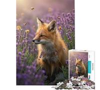 Rompecabezas de 1000 piezas para adolescentes Zorro en un campo de lavanda con abejas Juguetes educativos Juego familiar para divertirse en familia Gran regalo para los amantes de los juegos (38x52cm)
