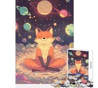 Rompecabezas de 1000 Piezas para Adolescentes Zorro meditando en el Espacio Juguetes de Bricolaje Grandes Regalos y Juguetes Juegos relajantes descompresión Intelectual tamaño 38x52cm
