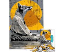 Rompecabezas de 1000 Piezas para Adolescentes Zorro meditando en Kimono Rompecabezas para Adultos Juegos relajantes Mejora la Memoria Actividades Divertidas para Hacer en casa (Tamaño 38x26cm)