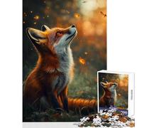 Rompecabezas de 1000 Piezas para Adolescentes Zorro Mirando luciérnagas Juguetes de decoración del hogar Gran Regalo para Juegos Juegos relajantes desafío Educativo tamaño 50x75cm