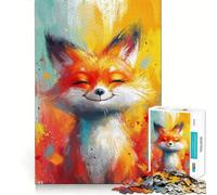 Rompecabezas de 1000 Piezas para Adolescentes Zorro Sonriente y Divertido,Juego Mental,Regalo Ideal para Relajarse,Arte navideño para el Tiempo Libre 50x75cm