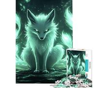 Rompecabezas de 1000 Piezas para Adolescentes Zorro Verde místico difícil y desafiante Decoración para el hogar Juegos relajantes para Mayores de 14 años 38x52cm