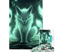 Rompecabezas de 1000 Piezas para Adolescentes Zorro Verde Místico Difícil y desafiante Decoración para el hogar Juguetes antiestrés Apto para Mayores de 14 años 50x75cm