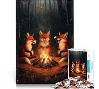 Rompecabezas de 1000 Piezas para Adolescentes Zorros riendo en la fogata Juegos educativos Decoración artística del hogar 52x38cm