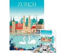 Rompecabezas de 1000 Piezas para Adolescentes Zúrich Suiza Juego desafiante Juguete para ejercitar la Mente antiestrés Regalo de cumpleaños tamaño 38x26cm