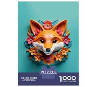 Rompecabezas De 1000 Piezas para Adultos 3D Fox Floral Art Rompecabezas para Adultos Juego De Ingenio Mejora La Memoria Gran Regalo para Jugar 38x26cm/1000pcs