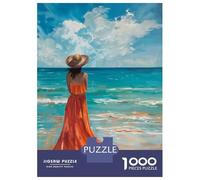 Rompecabezas De 1000 Piezas para Adultos A Lonely Woman in A Beach Rompecabezas para Adultos Juego Práctico Decoración del Hogar Difícil Y Desafiante 70x50cm/1000pcs
