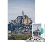 Rompecabezas de 1000 piezas para adultos Abadía de Mont Saint Michel Rompecabezas para adultos Juegos relajantes Carrera de velocidad manual Gran regalo para los amantes de los juegos (Tamaño 38x52cm)