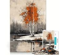 Rompecabezas de 1000 Piezas para Adultos Abedul en Invierno Arte de Corte Fino Juego de ingenio Regalo Ideal para Momentos de Tranquilidad Regalo Divertido de cumpleaños (38x26cm)