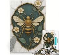 Rompecabezas de 1000 Piezas para Adultos: Abejas y Flores sobre Fondo de mármol Juego práctico, difícil y desafiante Ideal para Decorar el Escritorio 38x52cm