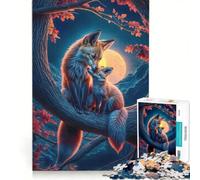 Rompecabezas de 1000 Piezas para Adultos Abrazo de la Familia de Zorros a la luz de la Luna Juguetes antiestrés desafío exigente colección de Artistas Bellas Artes 50x75cm