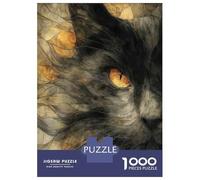 Rompecabezas De 1000 Piezas para Adultos Abstract Black Cat with Golden Eye Rompecabezas Juegos Familiares Difícil Difícil Cumpleaños Y Navidad 52x38cm/1000pcs