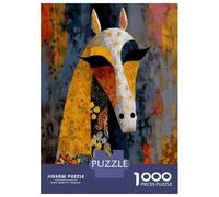 Rompecabezas De 1000 Piezas para Adultos Abstract Horse Portrait with Floral Patterns Rompecabezas para Adultos Juguetes De Bricolaje Análisis Y Lógica Regalos De Cumpleaños Y Únicos 52x38cm/1000pcs