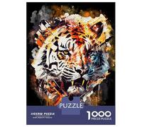 Rompecabezas De 1000 Piezas para Adultos Abstract Tiger Painting Rompecabezas para Adultos: Análisis Práctico del Juego Y Lógica, Toda La Familia 52x38cm/1000pcs