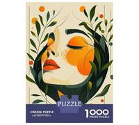 Rompecabezas De 1000 Piezas para Adultos Abstract Woman Portrait with Floral Elements Rompecabezas para Adultos Juguetes Antiestrés Pero Divertido Y Humorístico 38x26cm/1000pcs