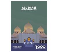 Rompecabezas De 1000 Piezas para Adultos Abu Dhabi UAE Poster Art Rompecabezas para Adultos Juego Práctico Ensamblaje De Patrones Desafiante De Completar 38x26cm/1000pcs