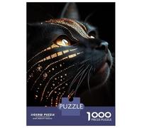 Rompecabezas De 1000 Piezas para Adultos Abyssinian Black Cat with Golden Pattern Rompecabezas para Adultos Juegos Divertidos Pero Divertidos Y Humorísticos Desafiantes De Completar 52x38cm/1000pcs