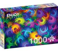 Rompecabezas de 1000 piezas para adultos, acabado mate, tacto suave, piezas resistentes y únicas, ajuste apretado, colores vivos, servicio de piezas perdidas, plumas de neón brillantes abstractas