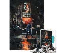 Rompecabezas de 1000 Piezas para Adultos Acuarela de Londres de Noche Juguete Decorativo para Pared Carrera de Velocidad Manual cumpleaños y Navidad (tamaño 50x75cm)