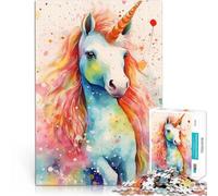 Rompecabezas de 1000 Piezas para Adultos Acuarela de Unicornio Desafío difícil para aliviar el estrés Regalo para cumpleaños 38x26cm