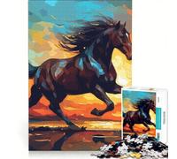 Rompecabezas de 1000 Piezas para Adultos Acuarelas de Caballos Juegos educativos Entrena tu Cerebro y Tus Manos colección de Artistas Bellas Artes 50x75cm