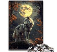 Rompecabezas de 1000 Piezas para Adultos, Adolescentes, Lobo bajo la Luna, para Mayores de 14 años, Juguetes antiestrés, Regalo de cumpleaños de Navidad, 26x38cm