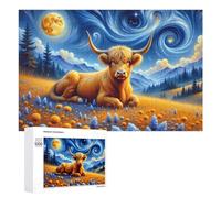 Rompecabezas de 1000 piezas para adultos, adolescentes, rompecabezas mágicos de paisaje de vaca nocturna para adultos, juego práctico, corte de precisión, interacción entre padres e hijos, 1000 piezas