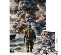 Rompecabezas de 1000 Piezas para Adultos Adolescentes Soldado Playa explosión decoración del hogar Juguetes Obras de Arte Regalo Juegos Divertidos Mejora el Amor en Pareja tamaño 50x75cm
