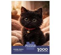 Rompecabezas De 1000 Piezas para Adultos Adorable Black Kitten with Big Eyes Rompecabezas para Adultos Juego De Ingenio Una Obra De Arte Interacción Entre Padres E Hijos 38x26cm/1000pcs
