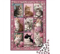 Rompecabezas De 1000 Piezas para Adultos Adorable Kitten Collage Rompecabezas para Adultos Juegos De Relajación Análisis Y Lógica Regalos para Amigos Y Familiares 52x38cm/1000pcs