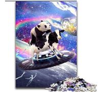 Rompecabezas de 1000 Piezas para Adultos, Adorable y Divertido Panda de Madera, Familia, 50x75cm, Ideal para Fiestas, cumpleaños y Noches de Juegos en Familia