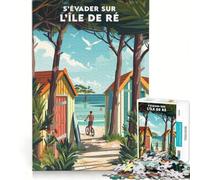 Rompecabezas de 1000 Piezas para Adultos Affiche ILE De Ré S'évader, Juego de ingenio, Interesante para Reducir el estrés, Cada Pieza es única 38x52cm