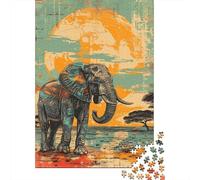 Rompecabezas De 1000 Piezas para Adultos African Elephant Art Print-6 Rompecabezas para Adultos Juegos De Relajación Análisis Y Lógica Regalos para Amigos Y Familiares 38x26cm/1000pcs