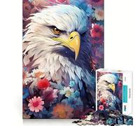 Rompecabezas de 1000 Piezas para Adultos Águila Calva Entre Flores Bordes limpios Juego de Desarrollo cognitivo Diversión pausada Regalo Ideal para el Tiempo Libre (50x75cm)