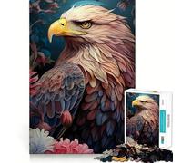 Rompecabezas de 1000 Piezas para Adultos Águila Calva Entre Flores Decoración de Corte preciso Juguete para ejercitar la Mente Ideal para el Tiempo Libre Regalo de cumpleaños (38x26cm)
