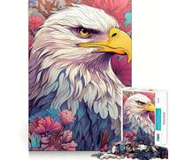 Rompecabezas de 1000 Piezas para Adultos Águila Calva Entre Flores Juego de Corte Premium Actividad para la Mente Inteligente Tiempo de Paz y diversión Juego artístico para cumpleaños (38x26cm)