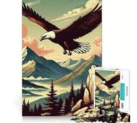 Rompecabezas de 1000 Piezas para Adultos Águila Calva Volando sobre Las montañas Diseño de Corte preciso Juego Divertido para concentrarse y Pasar el Tiempo Libre Regalo Ideal y para Aficionados