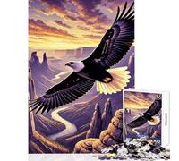 Rompecabezas de 1000 Piezas para Adultos águila Calva Volando sobre un cañón Juguetes antiestrés Obras de Arte Regalo Juegos Familiares difícil y desafiante tamaño 38x26cm
