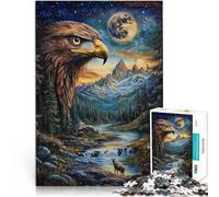 Rompecabezas de 1000 Piezas para Adultos Águila en Pintura a Color Hecho de Madera para Mayores de 14 años Juegos educativos Regalos de Amigo Secreto tamaño：50x75cm