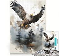 Rompecabezas de 1000 Piezas para Adultos: Águila en Vuelo, Acuarelas, Juego Imposible, Ideal para Pasar el Tiempo en casa, Regalo para Amigos y Familiares 38x52cm